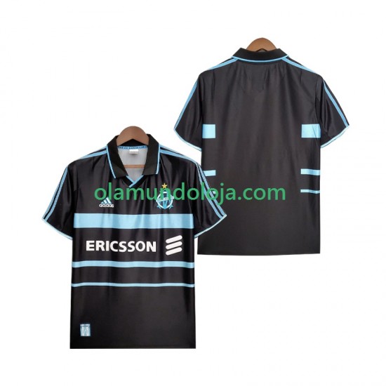 Camisola Olympique de Marseille 2000 Retro Homem Equipamento Terceiro 1999 Manga Curta